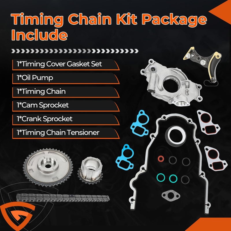 GEARCESS M295HV High Volume LS Oil Pump Timing Chain Kit with Gasket 5.3 6.0, Fit For Chevy Silverado Tahoe Avalanche Suburban, Fit For GMC Sierra Yukon, Fit For Cadillac, 4.8L 5.3L 6.0L 6.2L Pump Chain - Image 4